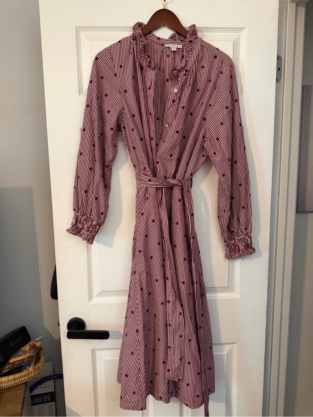 Free Assembly White and Burgundy Dress, XL